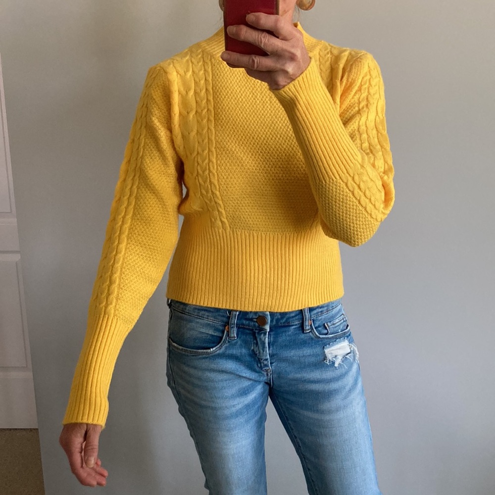 Bright Yellow Ribbed Long Sleeve Sweater - Picture 9 of 11